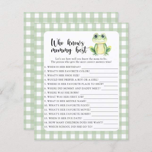 Sapo bonito - Quem conhece melhor a mamãe (Frente/Verso)