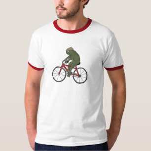 Sapo cavalheiro numa camisa de bicicleta