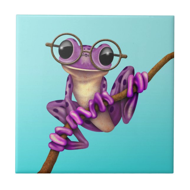 Sapo de árvore roxo bonito com vidros do olho no (Frente)