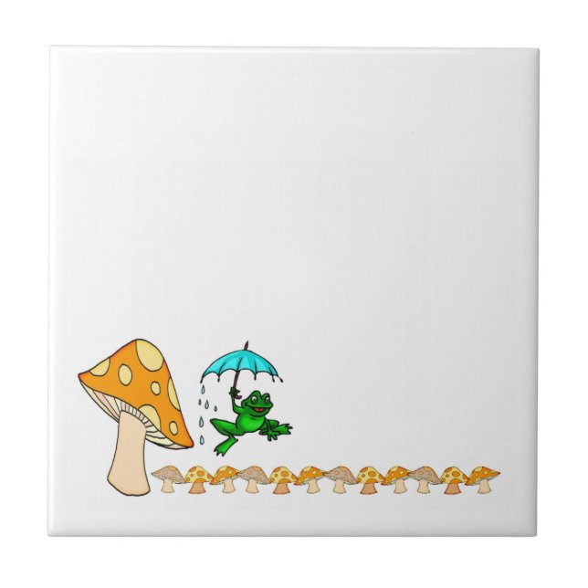 Sapo de Azulejo Cerâmico no Cogumelo da Chuva (Frente)