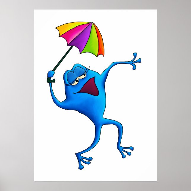 Sapo de canto azul com Poster de guarda-chuva (Frente)