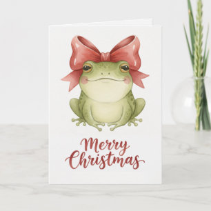 Sapo de Natal com Cartão de Laço Festivo
