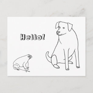 Sapo e Cachorro, Olá, Cartões Postais para Colorir