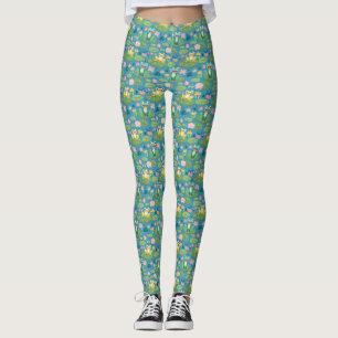 Sapo e Lily Pad Pattern Yoga Pants Leggings