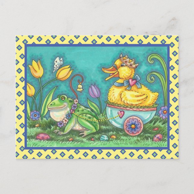 SAPO E PRÍNCIPE DE DUCK. CARTÃO POSTAL DE PÁSCOA W (Frente)