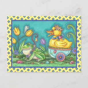 SAPO E PRÍNCIPE DUCK. CARTÃO POSTAL DE PÁSCOA W
