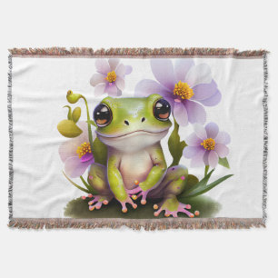 Sapo em branco no cobertor das flores