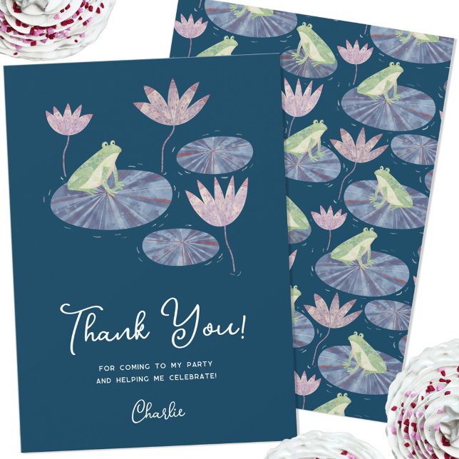 Sapo em um Cartões de agradecimentos personalizado (Cute frog themed personalized custom text thank you card)