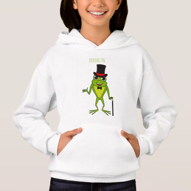 Sapo engraçado com um desenho de chapéu superior (Frente)