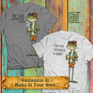 Sapo Mal-Humorado Legal Amante de Café numa Camisa