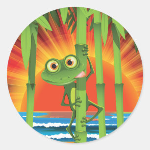 Sapo nas etiquetas de bambu