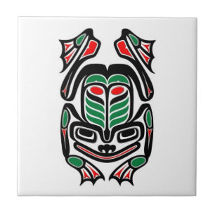Sapo nativo da arte do Haida - enegreça no branco