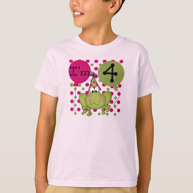 Sapo rosa 4.º Camisetas e presentes de aniversário (Frente)