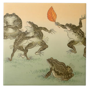 Sapo Sumō Anfíbios Vintage por Ohara Koson