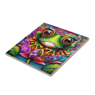 Sapo Whimsic Pintura De Abstrato Floral Verde