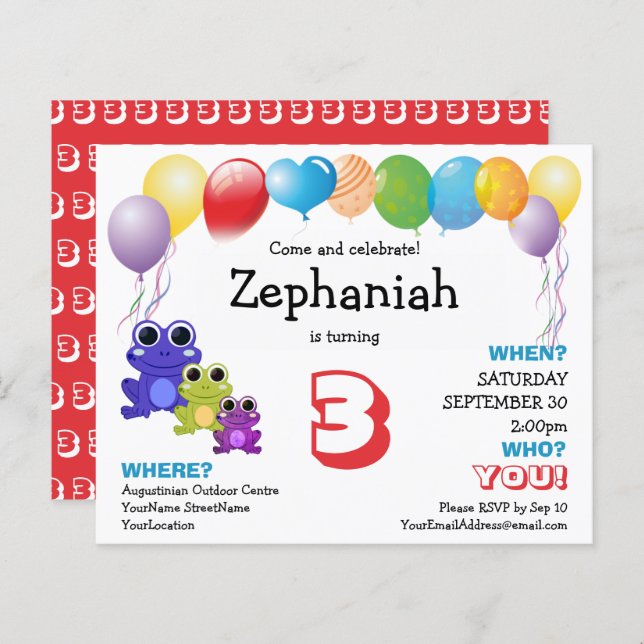 Sapos Bonitos Balões Crianças Qualquer Idade Anive (Frente/Verso)