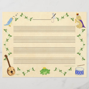 Sapos e papel do manuscrito da música dos coelhos