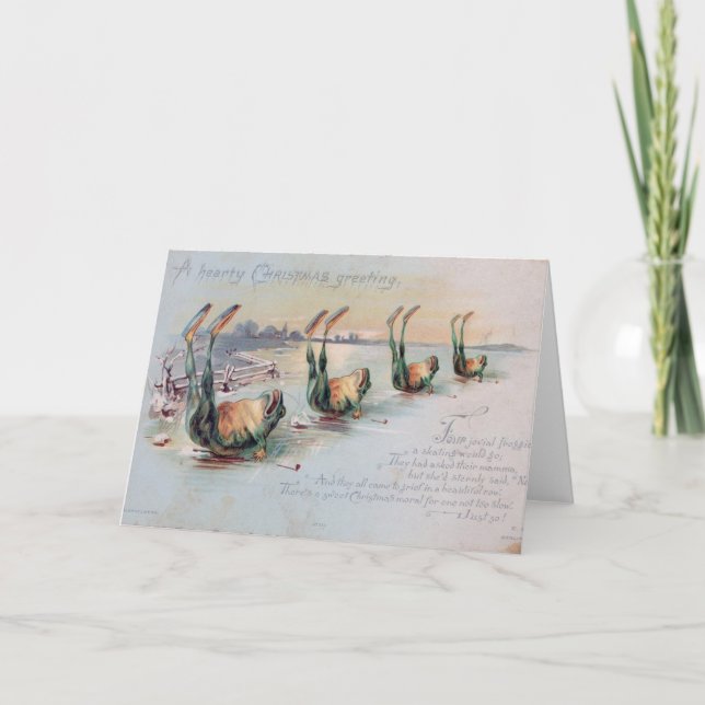 Sapos no cartão postal de Natal gelado (Frente)