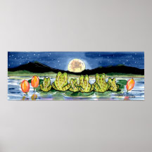 Sapos no Marinho de Poster de Lua de Lily Pad Pond