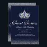 Sapphire Doce 16 Convites de Aniversário<br><div class="desc">Sapphire Sweet 16 Birthday Invitations. Projetado com faíscas, brilho de prata, uma coroa de prata com sotaques de safira para um fabuloso aniversário de 16 anos. Feito para ser especial para adolescentes, este doce e brilhante convite será uma ótima introdução para o seu dia especial. Outros materiais de coordenação adicionais...</div>