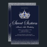 Sapphire Doce 16 Convites de Aniversário<br><div class="desc">Sapphire Sweet 16 Birthday Invitations. Projetado com faíscas, brilho de prata, uma coroa de prata com sotaques de safira para um fabuloso aniversário de 16 anos. Feito para ser especial para adolescentes, este doce e brilhante convite será uma ótima introdução para o seu dia especial. Outros materiais de coordenação adicionais...</div>