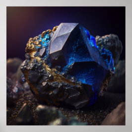 Sapphire Ore Macro Poster - Impressão de Rock Meta