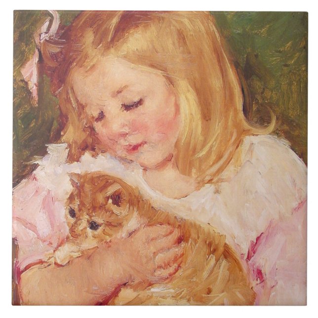 Sara Holding um Gato (por Mary Cassatt) (Frente)