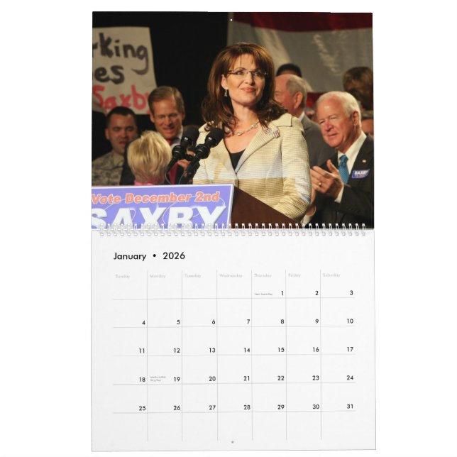 Sarah Palin - calendário perpétuo (Jan 2026)