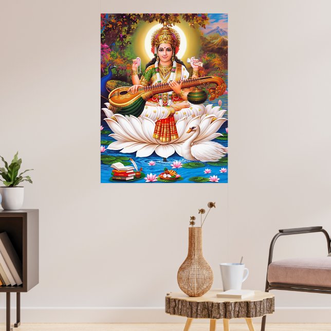 Saraswati Goddess of Art & Education Poster (Sala de Estar 3)