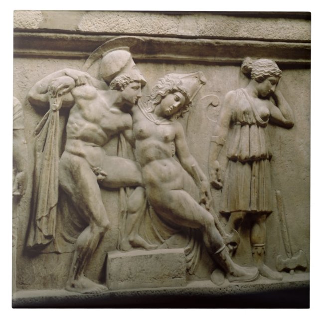 Sarcófago grego com uma cena que mostra a batalha (Frente)