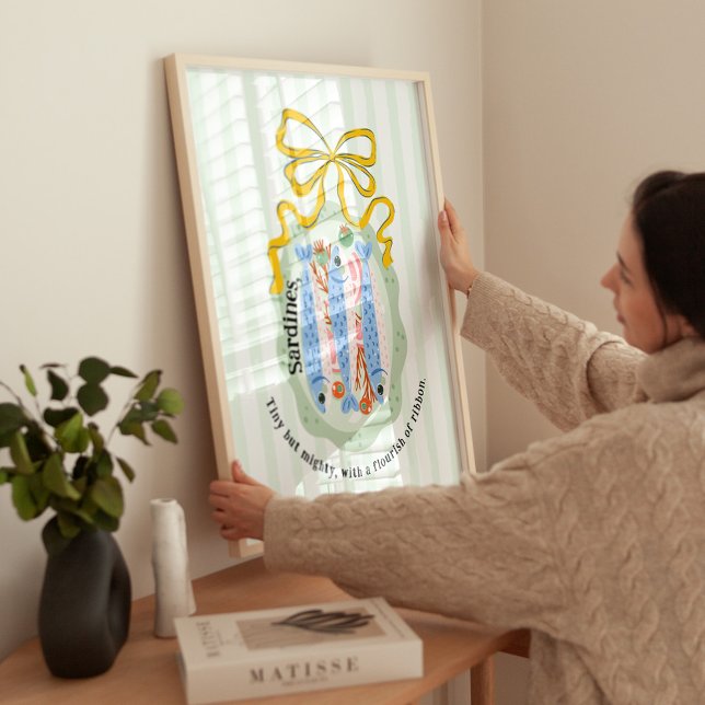 Sardines in a Plate in Yellow Bow Kitchen Poster (Criador carregado)