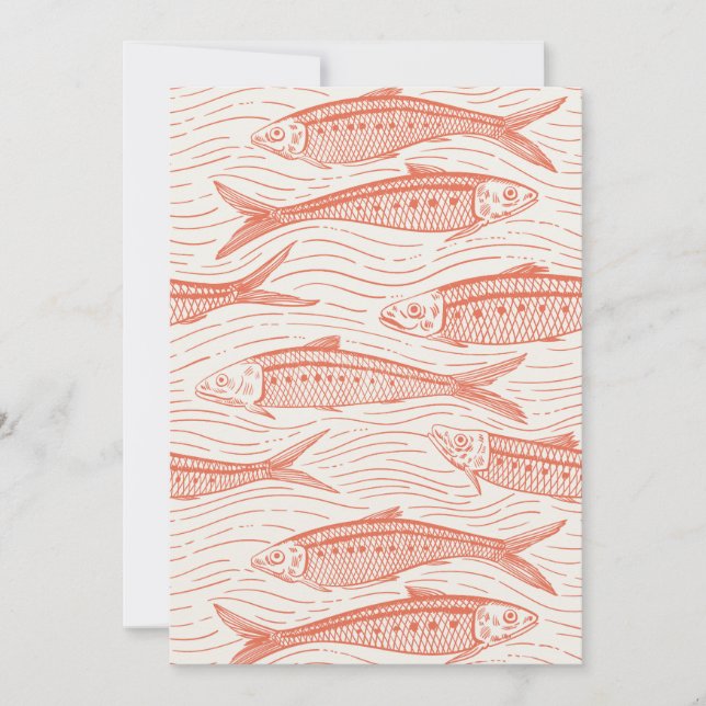 Sardines in Motion in coral and off white (Frente)