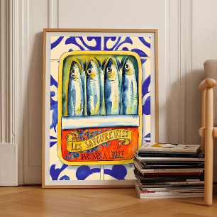 Sardinhas Impressão Lata de Sardinha Cartaz Vintag