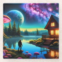 Sasquatch Observando nebulosas em um planeta dista