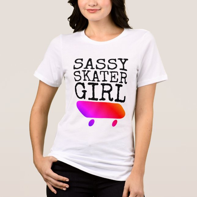 SASSY SKATER GIRL SKATEBOARDING T-Shirts (Frente)