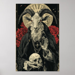 Satanic Goat Art Nouveau Tarot Card Poster