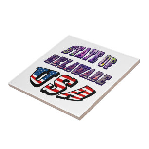 Sate of Delaware Picture and USA Flag Text