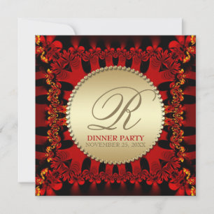Satin Red Frills Convites de festas Jantes Dourado
