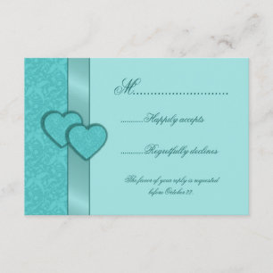 Satin Ribbon e Turquesa Heart RSVP Card