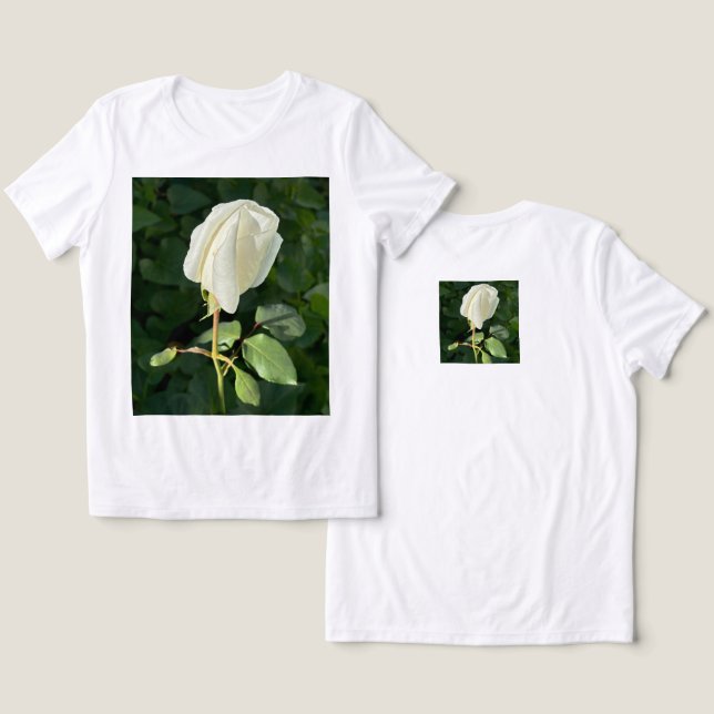 Satin White Rose, Camisa-T básica feminina (Design Frente e Verso)