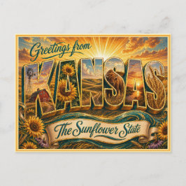 Saudação Antiga do Kansas de Cartão Postal
