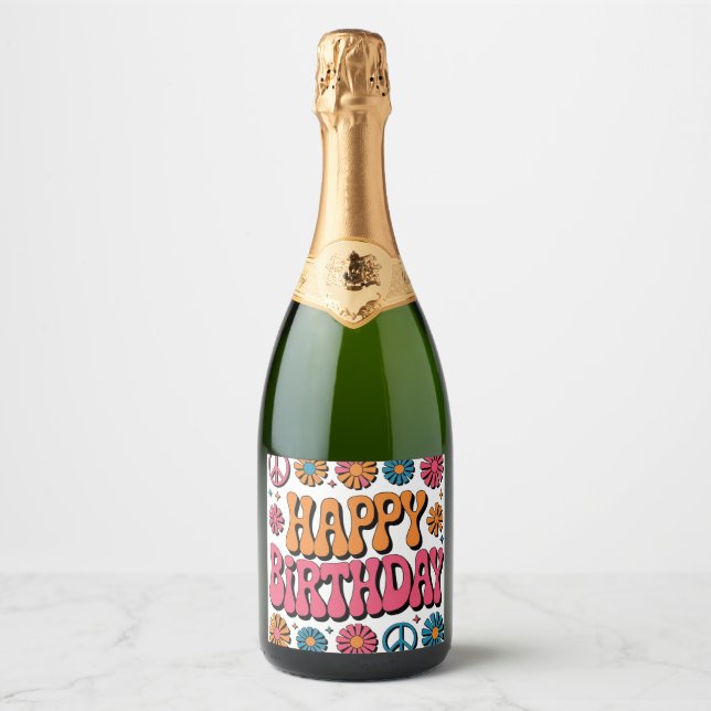 Saudação de aniversário retrô dos anos 70  (Frente)