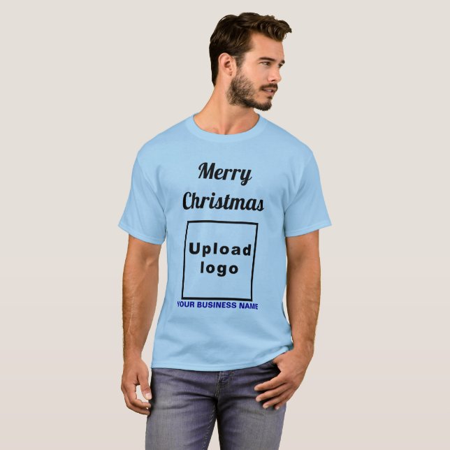 Saudação de Natal de Negócios à Camisa Azul Claro (Frente Completa)