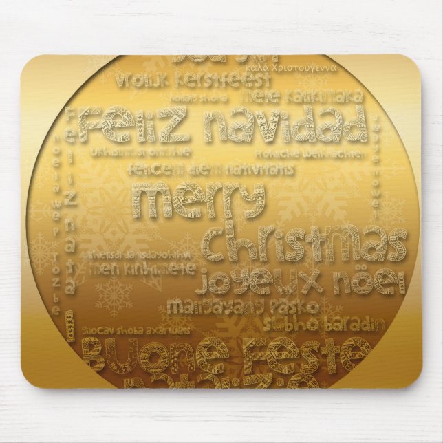 Saudação de Natal Internacional do ouro - Mousepad (Frente)