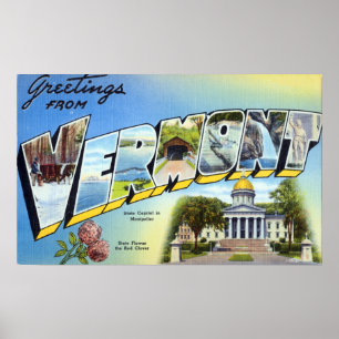 Saudações Coloridas Vintage De Vermont Poster