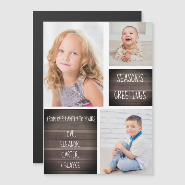 Saudações da Estação de Madeira Rustic Magnet (Frente/Verso)