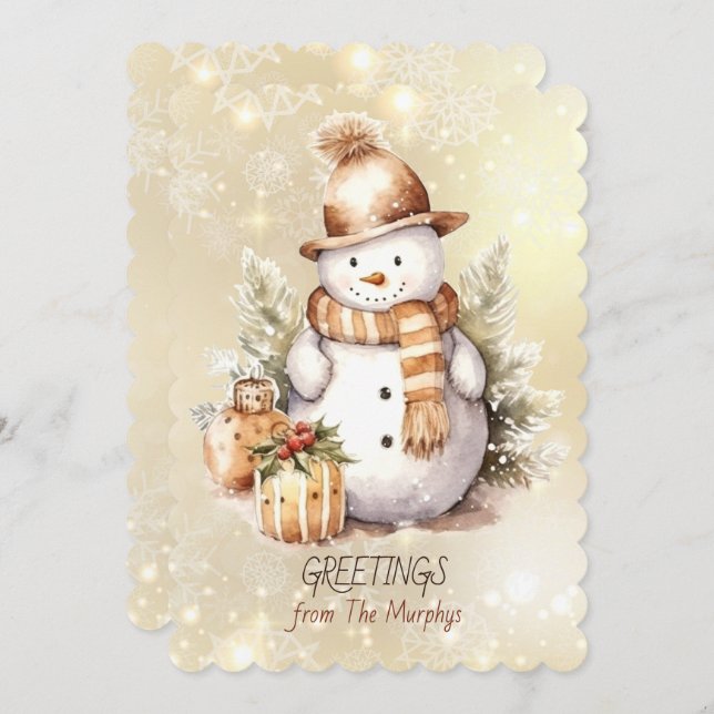 Saudações da Família Nome Cartão de Natal (Frente/Verso)