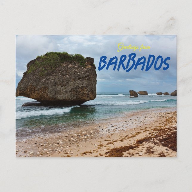 Saudações da praia do cartão postal de Barbados (Frente)