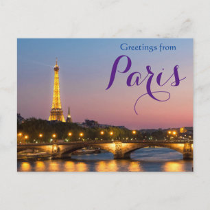 Saudações da Torre Eiffel do Cartão Postal de Pari