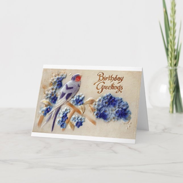 Saudações de Aniversário Cartão Postal Pássaro em  (Frente)